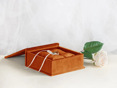 Rustic Terracotta Velvet Personalized Ring Box