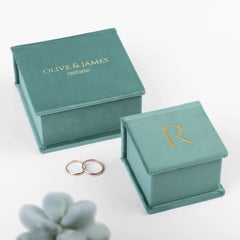 Wedding Ring Box Best Seller, Personalized Ring Box, Jade Green Velvet Ring Box with Slot Cushion