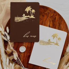 Tropical-Inspired His and Her Vow Books