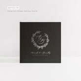 Monogrammed Black & Silver Wreath Wedding Guest Book