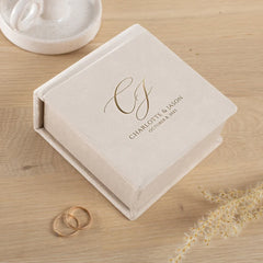 Personalized Ivory Velvet Monogram Ring Box