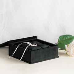 Classic Black Leatherette Personalized Ring Box