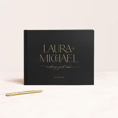 Bold Black & Gold Art Deco Wedding Guest Book